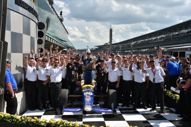 Alexander Rossi after winning the 100th Running of the Indy 500 presented by PennGrade Motor Oil -- Photo by: John Cote