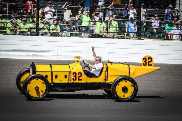 Al Unser pilots the Marmon Wasp on a parade lap during pre-race festivities for the 100th Indianapolis 500 -- Photo by: Shawn Gritzmacher