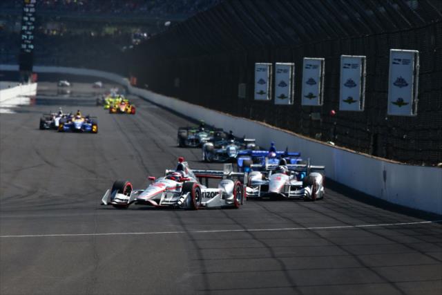 Will Power leads drivers into Turn 1 during the INDYCAR Grand Prix race. -- Photo by: Bret Kelley