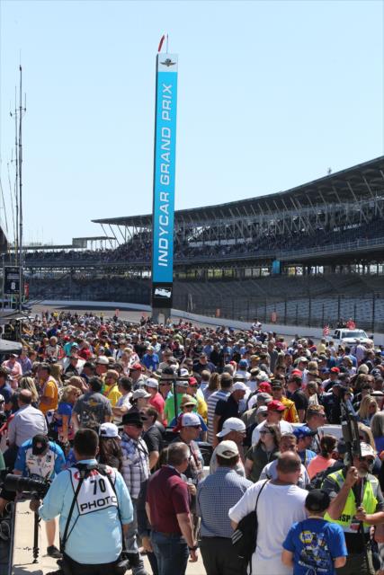 The pre-race grid comes to life prior to the start of the INDYCAR Grand Prix at the Indianapolis Motor Speedway -- Photo by: Chris Jones