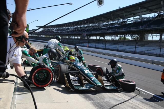 Spencer Pigot comes in for tires and fuel on pit lane during the INDYCAR Grand Prix at the Indianapolis Motor Speedway -- Photo by: Chris Jones