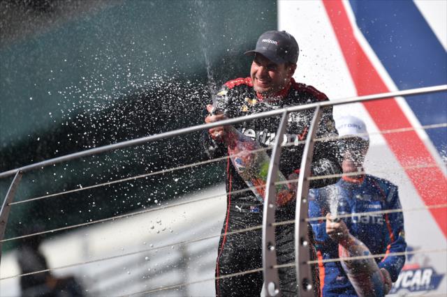 Will Power celebrates after winning the INDYCAR GP -- Photo by: Chris Owens