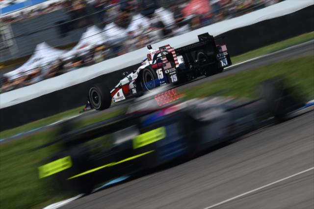 Graham Rahal flies toward Turn 3 during the INDYCAR Grand Prix at the Indianapolis Motor Speedway -- Photo by: Chris Owens