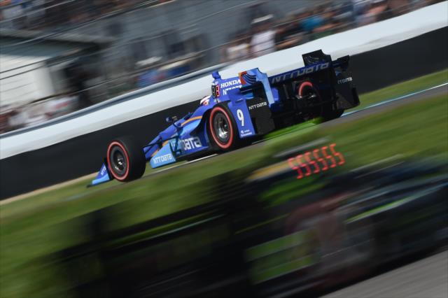 Scott Dixon flies toward Turn 3 during the INDYCAR Grand Prix at the Indianapolis Motor Speedway -- Photo by: Chris Owens