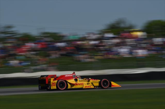 Ryan Hunter-Reay screams down the backstretch during the INDYCAR Grand Prix at the Indianapolis Motor Speedway -- Photo by: Chris Owens