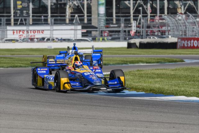 Alexander Rossi dives into Turn 9 during the final warmup for the INDYCAR Grand Prix at the Indianapolis Motor Speedway -- Photo by: Forrest Mellott