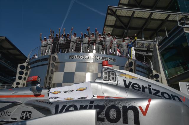 Will Power and his team celebrate their INDYCAR GP victory -- Photo by: John Cote