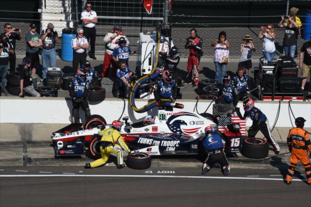 Graham Rahal comes in for tires and fuel on pit lane during the INDYCAR Grand Prix at the Indianapolis Motor Speedway -- Photo by: Jim Haines