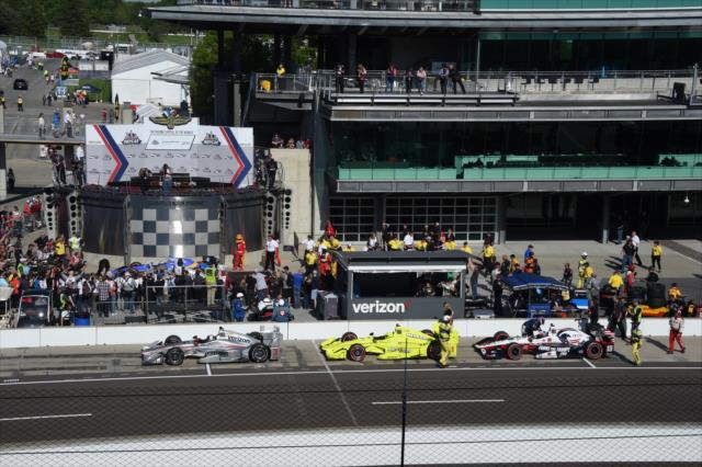 Victory Circle starts coming to life following the INDYCAR Grand Prix at the Indianapolis Motor Speedway -- Photo by: Jim Haines