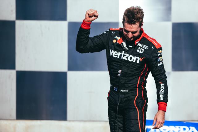 Will Power celebrates his win at the INDYCAR GP -- Photo by: Joe Skibinski