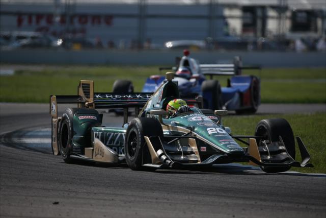 Spencer Pigot rolls through Turn 9 during the INDYCAR Grand Prix at the Indianapolis Motor Speedway -- Photo by: Joe Skibinski