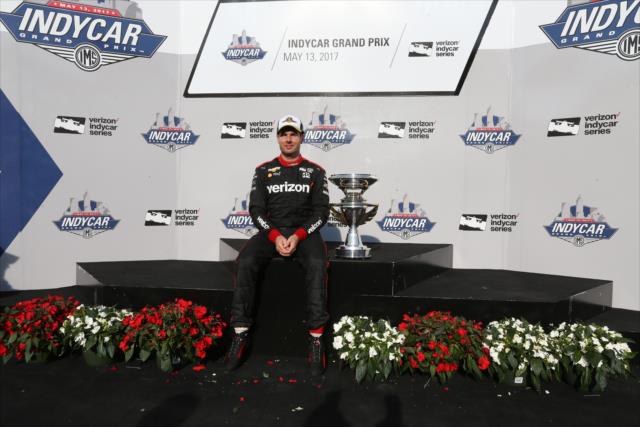 Will Power sits in Victory Circle following his win in the INDYCAR Grand Prix at the Indianapolis Motor Speedway -- Photo by: Joe Skibinski