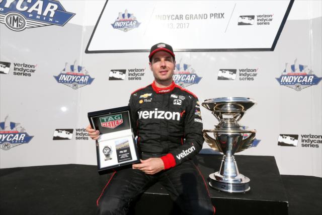 Will Power with his TAG Heuer Winner's watch after winning the INDYCAR Grand Prix at the Indianapolis Motor Speedway -- Photo by: Joe Skibinski