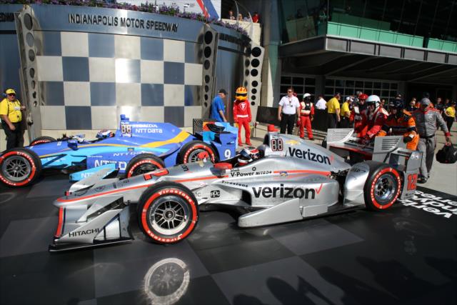 The cars of Will Power and Scott Dixon roll into Victory Circle following the INDYCAR Grand Prix at the Indianapolis Motor Speedway -- Photo by: Matt Fraver