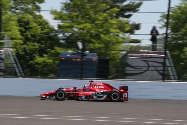 Graham Rahal exits Turn 2 during practice for the 101st Indianapolis 500 -- Photo by: Chris Jones