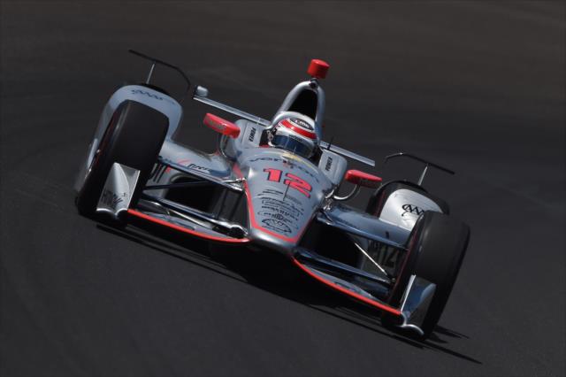 Will Power flies through Turn 1 during practice for the 101st Indianapolis 500 -- Photo by: Chris Owens