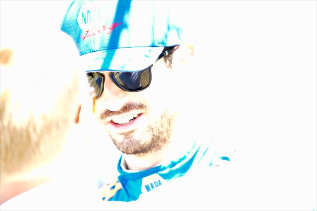 Alexander Rossi on pit lane prior to practice for the 101st Indianapolis 500 -- Photo by: Doug Mathews