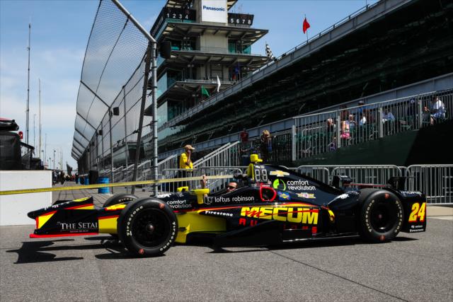 The No. 24 Mecum Auctions Chevrolet of Sage Karam is wheeled out to pit lane prior to practice for the 101st Indianapolis 500 -- Photo by: David Yowe