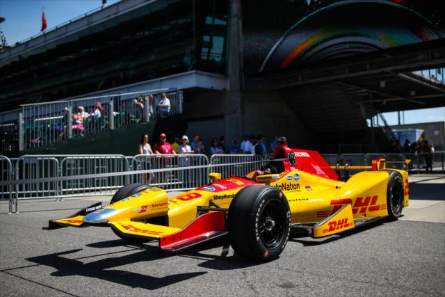 The No. 28 DHL Honda of Ryan Hunter-Reay is wheeled out to pit lane prior to practice for the 101st Indianapolis 500 -- Photo by: David Yowe