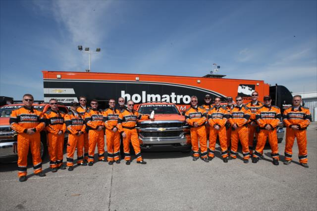 The 2017 Holmatro Safety Team pose for a photograph at the Indianapolis Motor Speedway -- Photo by: Joe Skibinski