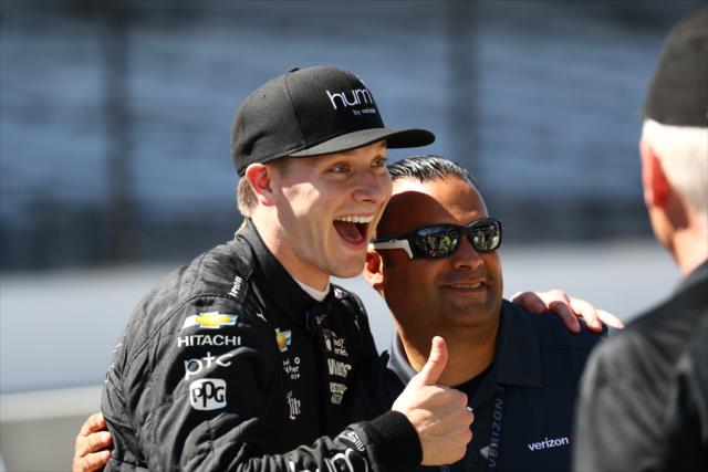 Josef Newgarden stops for a quick photo at the Indianapolis Motor Speedway. -- Photo by: Bret Kelley