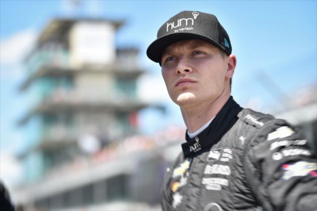 Josef Newgarden prepares for his  qualifying run at the Indianapolis Motor Speedway. -- Photo by: Chris Owens