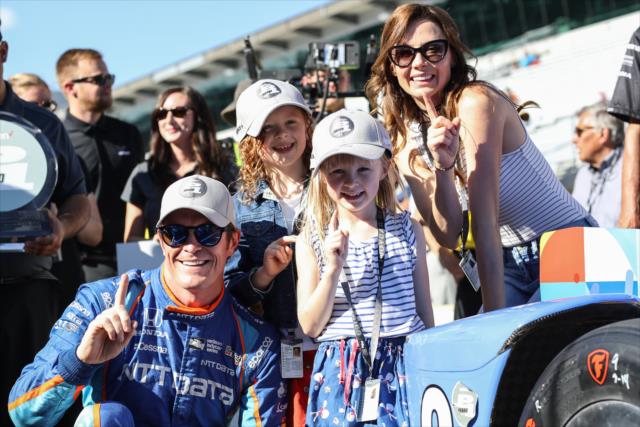 Scott Dixon and family pose after he wins the 2017 Pole for the Indianapolis 500. -- Photo by: Joe Skibinski