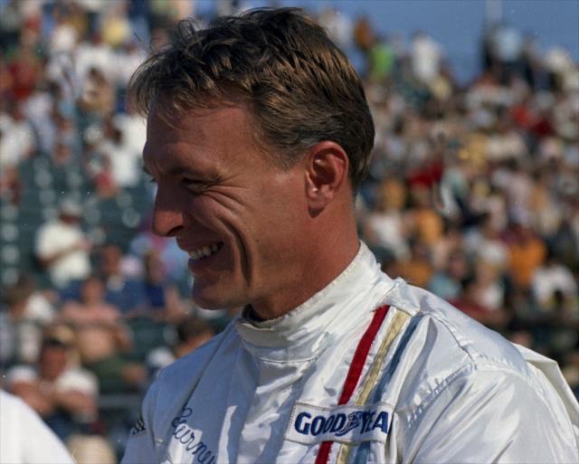 Dan Gurney all smiles during pre-race festivities prior to the 1968 Indianapolis 500