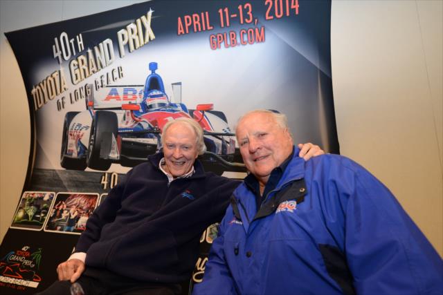 Dan Gurney poses for a photo with A.J. Foyt