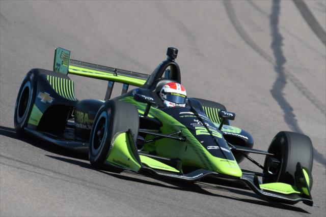Charlie Kimball sails into Turn 1 during the afternoon open test session at ISM Raceway -- Photo by: John Cote