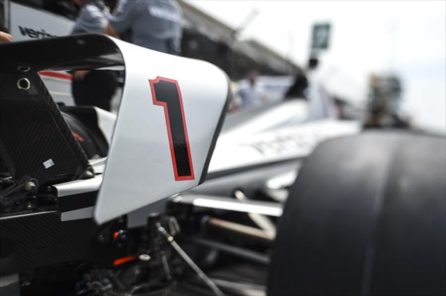 The No. 1 Verizon Chevrolet of Josef Newgarden sits on pit lane prior to qualifications for the 102nd Indianapolis 500 at the Indianapolis Motor Speedway -- Photo by: Chris Owens