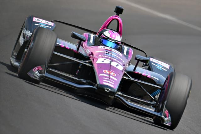 Jack Harvey sails through Turn 1 during qualifications for the 102nd Indianapolis 500 at the Indianapolis Motor Speedway -- Photo by: John Cote