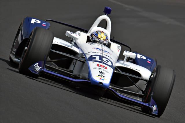 Zachary Claman De Melo sails through Turn 1 during qualifications for the 102nd Indianapolis 500 at the Indianapolis Motor Speedway -- Photo by: John Cote