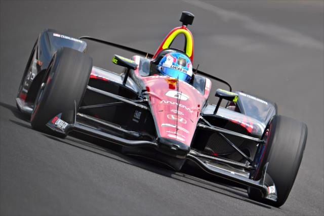 Robert Wickens enters a turn during his second qualifying run for the 102nd Indianapolis 500. -- Photo by: John Cote