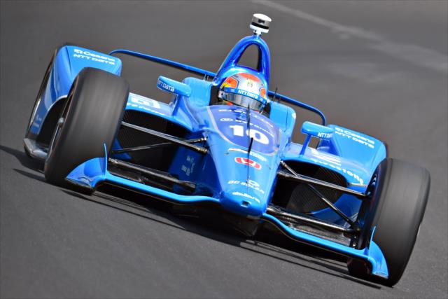 Ed Jones sails through Turn 1 during qualifications for the 102nd Indianapolis 500 at the Indianapolis Motor Speedway -- Photo by: John Cote