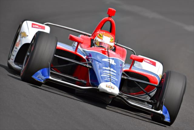 Matheus 'Matt' Leist sails through Turn 1 during qualifications for the 102nd Indianapolis 500 at the Indianapolis Motor Speedway -- Photo by: John Cote