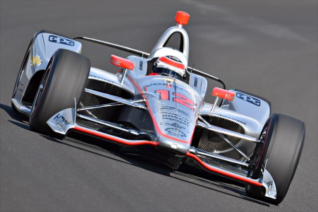 Will Power sails through Turn 1 during qualifications for the 102nd Indianapolis 500 at the Indianapolis Motor Speedway -- Photo by: John Cote