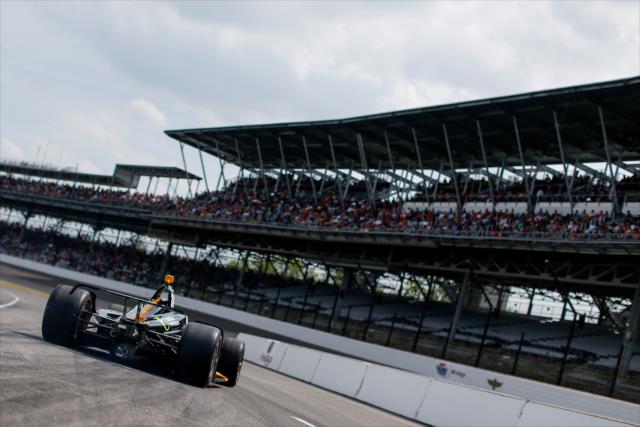 Sage Karam peels out onto pit lane to start his qualification attempt for the 102nd Indianapolis 500 at the Indianapolis Motor Speedway -- Photo by: Joe Skibinski