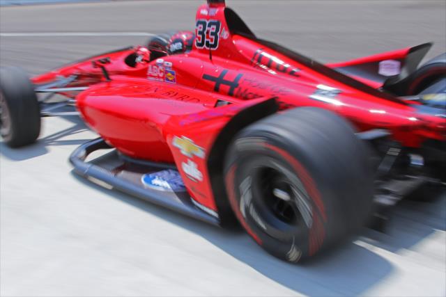 James Davison peels out of pit lane to start his qualification attempt for the 102nd Indianapolis 500 at the Indianapolis Motor Speedway -- Photo by: Mike Harding
