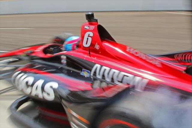 Robert Wickens peels out of pit lane to start his qualification attempt for the 102nd Indianapolis 500 at the Indianapolis Motor Speedway -- Photo by: Mike Harding