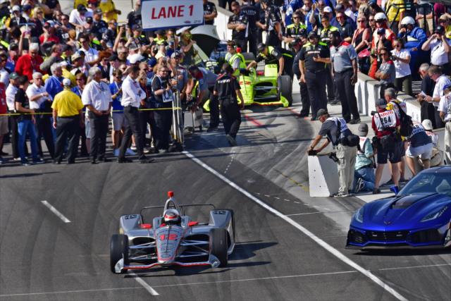 Will Power pulls out of pit lane to start his qualification attempt for the 102nd Indianapolis 500 at the Indianapolis Motor Speedway -- Photo by: Walter Kuhn
