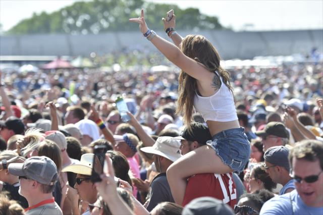 Fans enjoying the Miller Lite Carb Day concert with Train and Blues Traveler on the infield at the Indianapolis Motor Speedway -- Photo by: Chris Owens