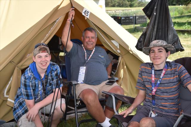 A few fans find shelter in the glamping campground during Miller Lite Carb Day at the Indianapolis Motor Speedway -- Photo by: Dana Garrett