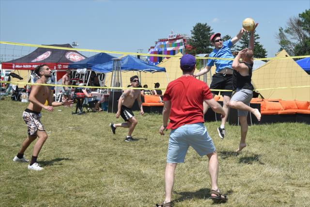 A little volleyball action in the infield during Miller Lite Carb Day at the Indianapolis Motor Speedway -- Photo by: Dana Garrett