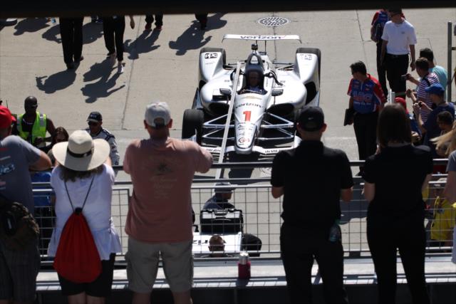 The No. 1 Verizon Chevrolet of Josef Newgarden is wheeled out of pit lane prior to the final practice for the 102nd Indianapolis 500 at the Indianapolis Motor Speedway -- Photo by: Matt Fraver