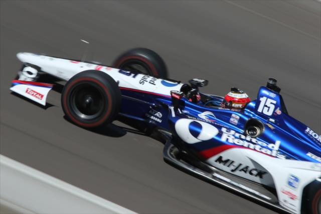 Graham Rahal streaks down the frontstretch during the final practice for the 102nd Indianapolis 500 at the Indianapolis Motor Speedway -- Photo by: Matt Fraver