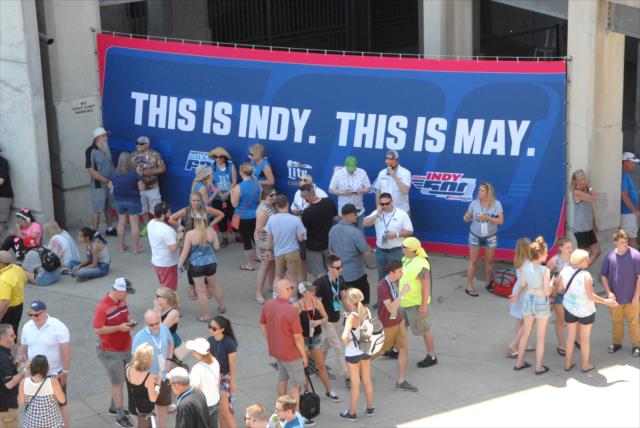 A massive crowd mingle in the Pagoda plaza during Miller Lite Carb Day at the Indianapolis Motor Speedway -- Photo by: Mike Young