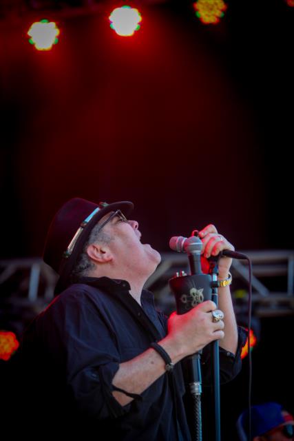 John Popper of Blues Traveler performs on stage during the Miller Lite Carb Day concert on the infield at the Indianapolis Motor Speedway -- Photo by: Shawn Gritzmacher
