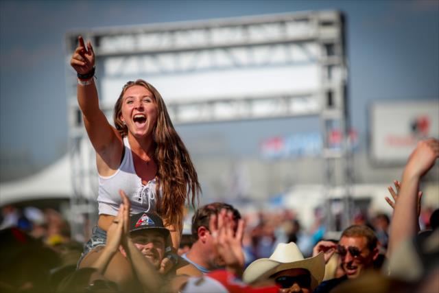 Fans enjoying the Miller Lite Carb Day concert with Train and Blues Traveler on the infield at the Indianapolis Motor Speedway -- Photo by: Shawn Gritzmacher