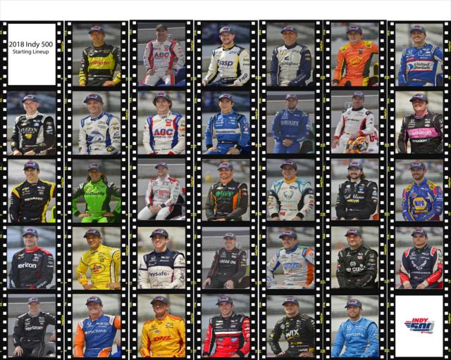The 33 qualifiers for the 102nd Indianapolis 500 presented by PennGrade Motor Oil -- Photo by: Walter Kuhn